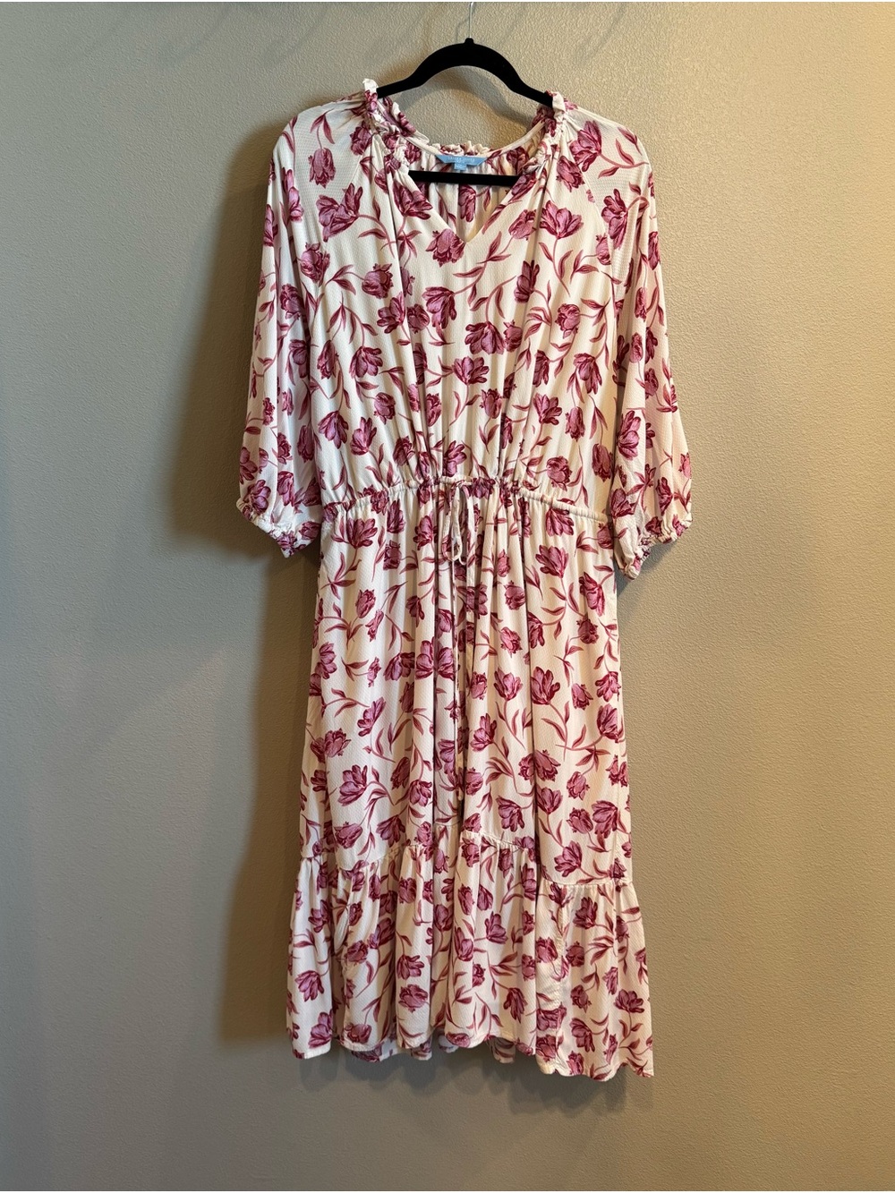 Draper James White Dress with Rose Floral Print
